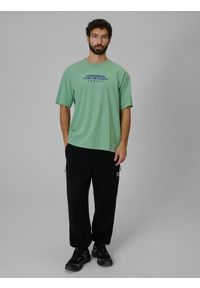 4f - 4F T-shirt loose z nadrukiem męski - miętowy M. Okazja: na co dzień. Kolor: turkusowy. Materiał: materiał. Wzór: nadruk. Styl: casual, klasyczny #2