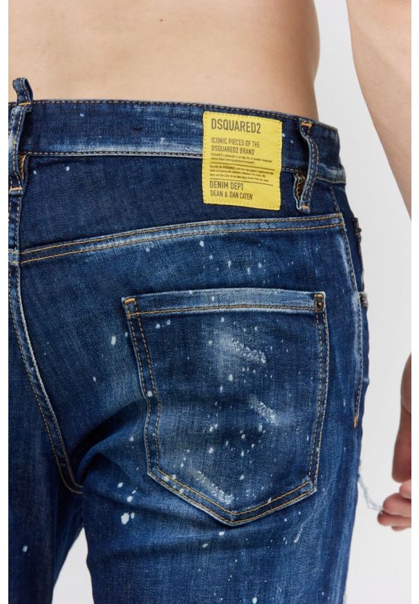 DSQUARED2 Granatowe jeansy męskie cool guy jean. Kolor: niebieski. Wzór: aplikacja