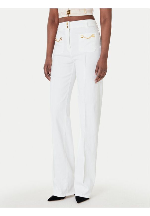 Elisabetta Franchi Jeansy PJ-25D-61E2 Biały Regular Fit. Kolor: biały