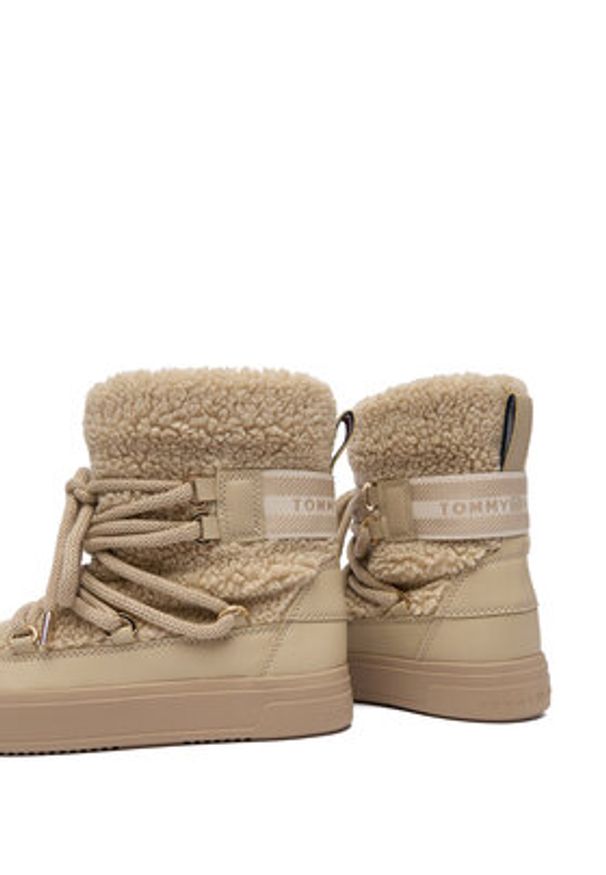 TOMMY HILFIGER - Tommy Hilfiger Śniegowce Faux Shearling Snowboot FW0FW08788 Écru. Materiał: materiał