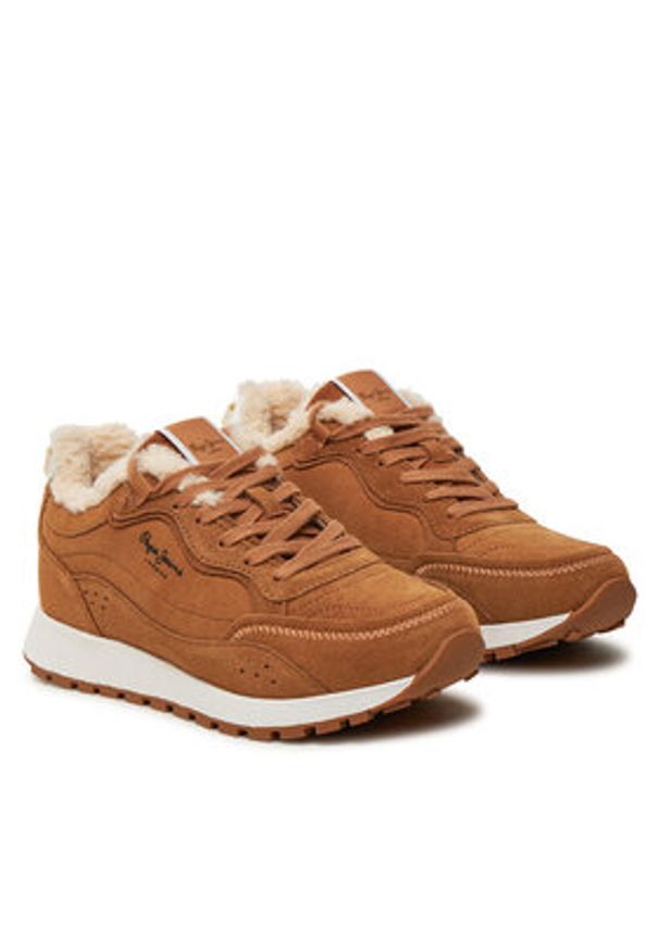Pepe Jeans Sneakersy PLS60015 Brązowy. Kolor: brązowy. Materiał: zamsz, skóra