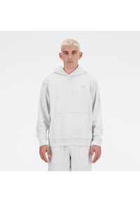 Bluza męska New Balance MT41534AHH – szara. Typ kołnierza: kaptur. Kolor: szary. Materiał: jeans, bawełna, dresówka, prążkowany. Wzór: haft. Sport: fitness #1