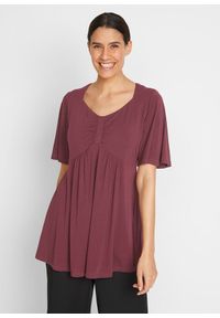 bonprix - T-shirt o kroju trapezowym,. Kolor: czerwony. Materiał: wiskoza. Długość rękawa: krótki rękaw. Długość: krótkie