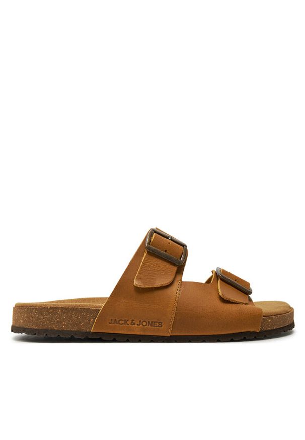 Jack & Jones - Jack&Jones Klapki Louis 12231423 Brązowy. Kolor: brązowy. Materiał: skóra