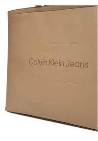 Calvin Klein Jeans Torebka Sculpted Slim K60K612222 Beżowy. Kolor: beżowy. Materiał: skórzane