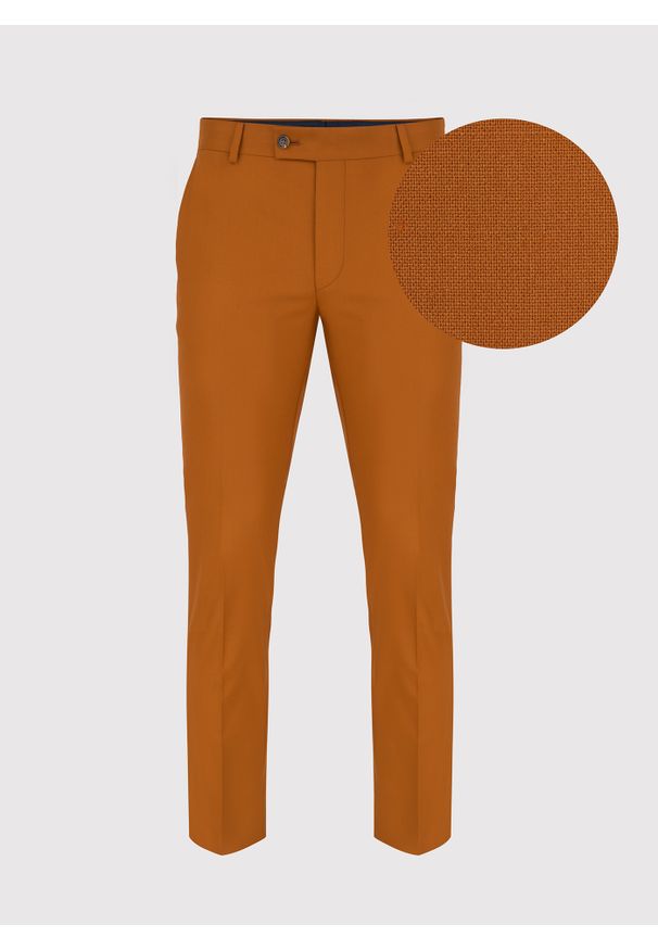 Pako Lorente - PAKO LORENTE – Pomarańczowe spodnie garniturowe P22SF-6G-021-P-S. Kolor: pomarańczowy. Materiał: poliester, wiskoza, elastan. Wzór: gładki