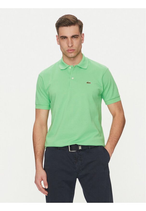 Lacoste Polo L1212 Zielony Regular Fit. Typ kołnierza: polo. Kolor: zielony. Materiał: bawełna