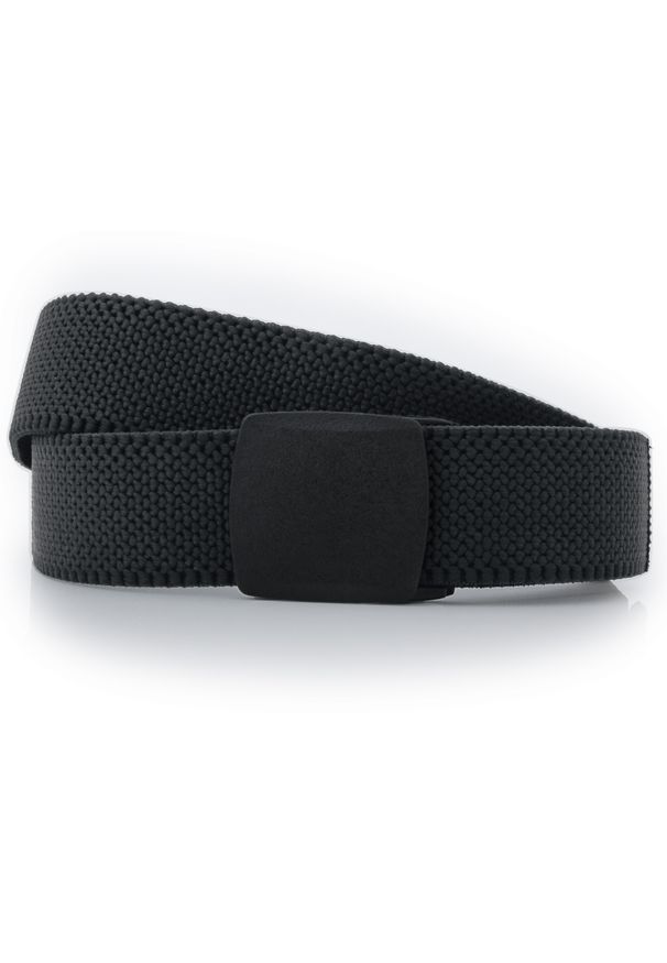 Modini - Szary elastyczny pasek do spodni z czarną klamrą PT19. Kolor: szary, czarny, wielokolorowy. Materiał: guma