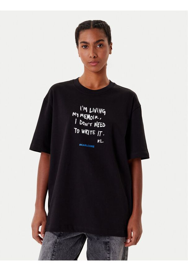 Karl Lagerfeld Jeans T-Shirt A4W17009 Czarny Relaxed Fit. Kolor: czarny. Materiał: bawełna