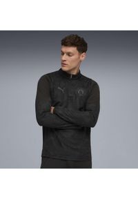 Puma - Męska bluza treningowa FC St. Pauli z zamkiem 1/4 PUMA Black Flat Dark Gray. Kolor: czarny. Sport: piłka nożna