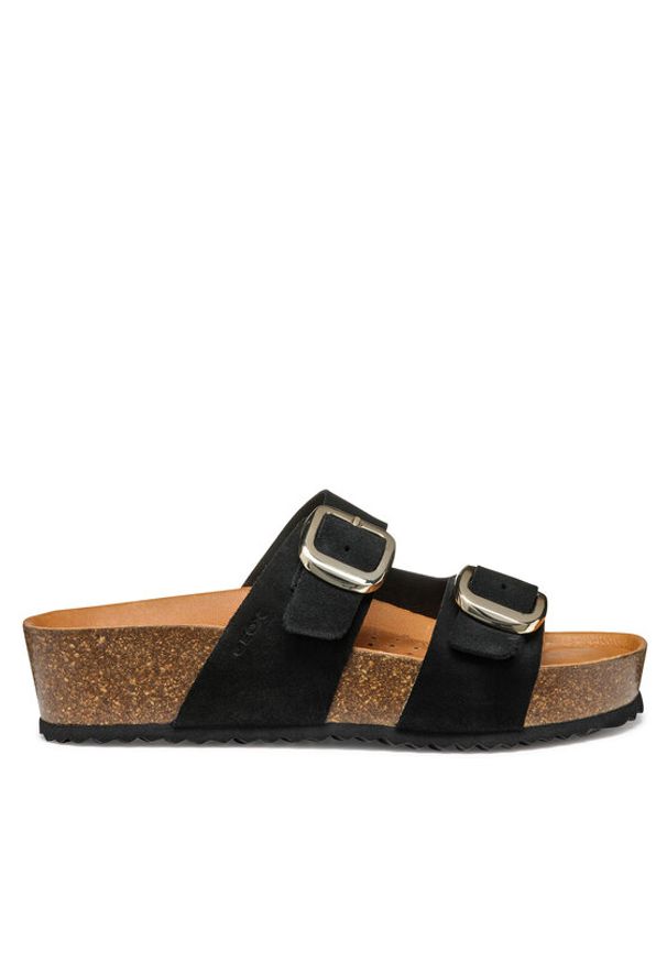 Geox Klapki D Brionia H D551DA 00022 C9999 Czarny. Kolor: czarny. Materiał: zamsz, skóra