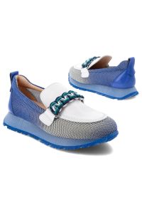 Granatowe Półbuty Hispanitas Eleganckie Obuwie Damskie. Okazja: na co dzień. Kolor: biały. Materiał: skóra, jeans. Styl: elegancki #3