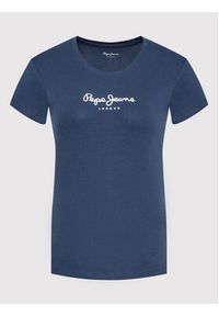 Pepe Jeans T-Shirt New Virgina PL505202 Granatowy Slim Fit. Kolor: niebieski. Materiał: bawełna #3