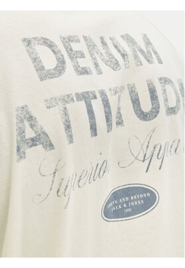Jack & Jones T-Shirt Edover 12288005 Écru Regular Fit. Kolor: kremowy. Materiał: bawełna