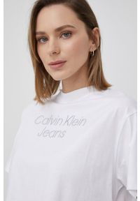 Calvin Klein Jeans t-shirt bawełniany J20J218260.PPYY kolor biały. Kolor: biały. Materiał: bawełna. Wzór: aplikacja #2