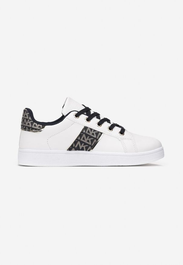 Renee - Biało-Czarne Sneakersy Sznurowane z Wstawkami Danthe. Kolor: biały. Materiał: jeans