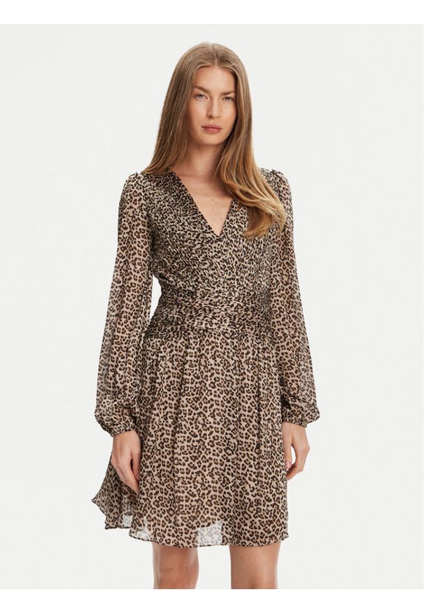 Guess Sukienka koktajlowa W5YK20 WDW82 Beżowy Regular Fit. Kolor: beżowy. Materiał: syntetyk. Styl: wizytowy