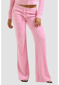 Juicy Couture - JUICY COUTURE Różowe damskie spodnie dresowe Layla Low Rise Pocket, Rozmiar M. Kolor: różowy. Materiał: dresówka