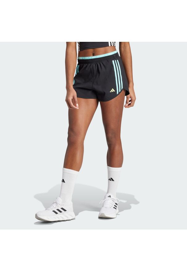 Adidas - Szorty Own the Run 3-Stripes. Kolor: czarny, niebieski, wielokolorowy. Materiał: materiał. Sport: bieganie
