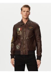 Aeronautica Militare Kurtka skórzana 261PN5056U100839 Brązowy ciemny Regular Fit. Kolor: brązowy. Materiał: skóra #1