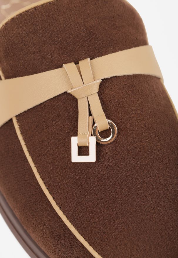 Renee - Brązowe Mokasyny VICES z Imitacji Zamszu z Wkładką ze Skóry Naturalnej Dispova. Okazja: na co dzień. Kolor: brązowy. Materiał: skóra, zamsz. Styl: casual, elegancki