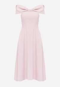 Renee - Różowa Rozkloszowana Sukienka Koktajlowa VICES z Hiszpańskim Dekoltem Neamerianne. Okazja: na wesele, na ślub cywilny. Typ kołnierza: dekolt hiszpanka. Kolor: różowy. Materiał: lakier, poliester. Typ sukienki: rozkloszowane. Styl: wizytowy #6