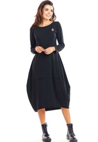 Infinite You - Bawełniana sukienka dopasowana góra i obszerny dół czarna. Okazja: na co dzień. Kolor: czarny. Materiał: bawełna. Styl: casual #3