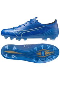 Buty piłkarskie męskie Mizuno Alfa Elite Fg. Zapięcie: sznurówki. Kolor: biały, wielokolorowy, niebieski. Materiał: materiał. Szerokość cholewki: normalna. Sport: piłka nożna