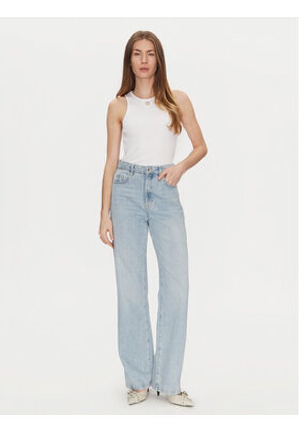 TwinSet - TWINSET Top 251TP2550 Biały Slim Fit. Kolor: biały. Materiał: bawełna