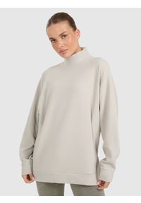 4f - 4F Bluza dresowa do jogi i pilatesu damska - beżowa M. Okazja: na co dzień. Kolor: beżowy. Materiał: dresówka. Wzór: gładki. Styl: klasyczny, casual. Sport: joga i pilates