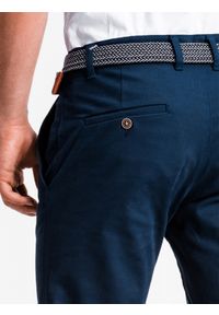 Ombre Clothing - Spodnie męskie chino - jasnogranatowe P830 - XXL. Kolor: niebieski. Materiał: tkanina, elastan, bawełna. Styl: klasyczny, elegancki #3