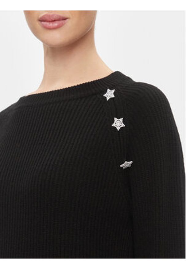 Kontatto Sweter 3M1238 Czarny Regular Fit. Kolor: czarny. Materiał: syntetyk