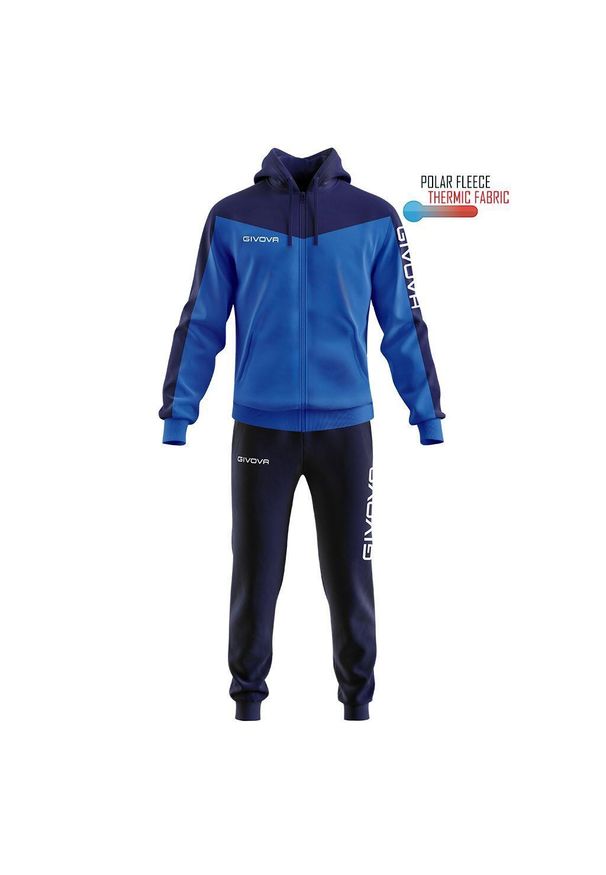 Givova Roma dres z kapturem polarfleece, rozmiar S. Kolor: niebieski. Materiał: dresówka. Sport: piłka nożna