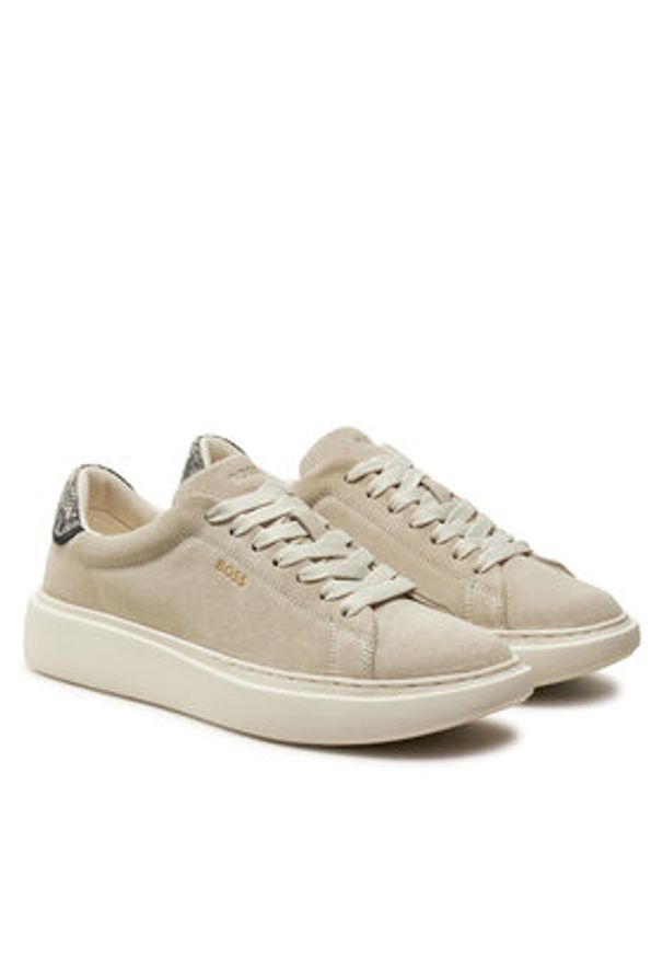BOSS Sneakersy Amber Tenn 50536263 Écru. Materiał: zamsz, skóra