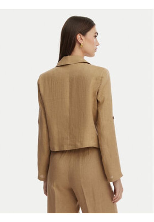 Marella Marynarka Papiro 2615041042 Beżowy Regular Fit. Kolor: beżowy. Materiał: len