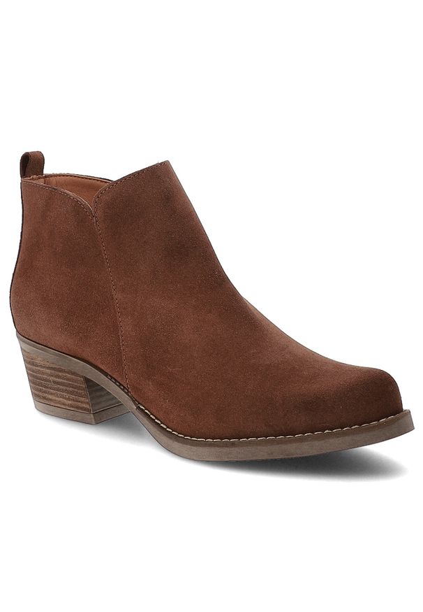 Brązowe Kowbojki Hee Stylowe Zamszowe Buty Damskie. Kolor: brązowy. Materiał: zamsz. Sezon: zima, jesień. Obcas: na obcasie. Styl: elegancki. Wysokość obcasa: średni