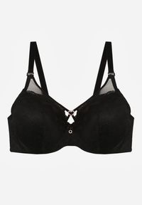 Born2be - Czarny Koronkowy Biustonosz Ozdobiony Cyrkoniowym Sercem Galirope. Kolor: czarny. Materiał: koronka. Wzór: aplikacja #7