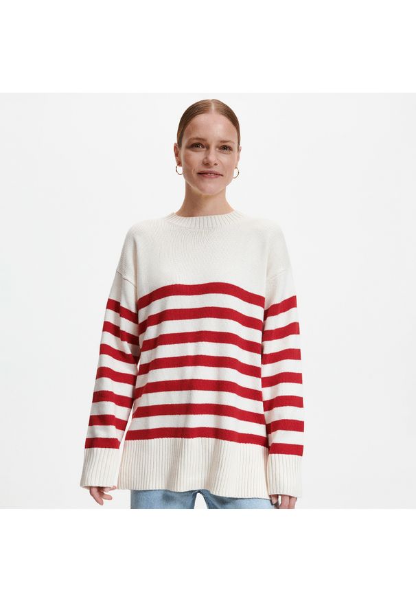 Reserved - Sweter z domieszką wełny - Wielobarwny. Materiał: wełna