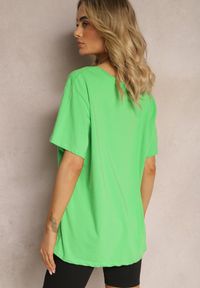 Renee - Zielona Bluzka w Stylu T-shirtowym z Okrągłym Dekoltem Lireuma. Kolor: zielony #2