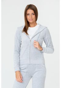 Juicy Couture - JUICY COUTURE Szara damska bluza Robertson, Rozmiar L. Kolor: szary. Materiał: poliester, bawełna. Wzór: haft. Styl: elegancki #6