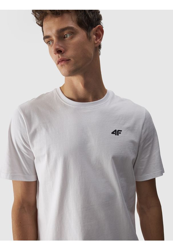 4f - 4F T-shirt regular gładki męski - biały XXL. Okazja: na co dzień. Kolor: biały. Materiał: dzianina, jersey, bawełna. Długość rękawa: krótki rękaw. Długość: krótkie. Wzór: gładki. Styl: sportowy, klasyczny, casual