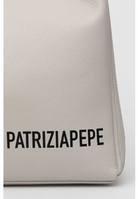 Patrizia Pepe - Torebka skórzana. Kolor: szary. Materiał: skórzane. Rodzaj torebki: na ramię #2