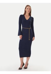 MICHAEL Michael Kors Sukienka dzianinowa MF5835G4VR Granatowy Slim Fit. Kolor: niebieski. Materiał: wełna