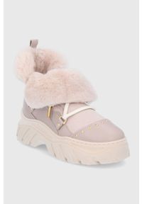 Inuikii - Śniegowce skórzane. Nosek buta: okrągły. Zapięcie: sznurówki. Kolor: beżowy. Materiał: skóra. Obcas: na platformie #3
