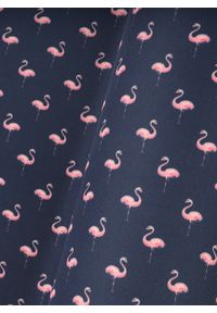 Pako Lorente - PAKO LORENTE - Granatowa poszetka we flamingi. Kolor: niebieski. Materiał: poliester. Wzór: kolorowy #3