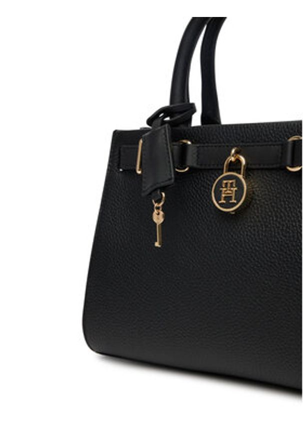 TOMMY HILFIGER - Tommy Hilfiger Torebka American Icon Mini Tote Leather AW0AW17188 Czarny. Kolor: czarny. Materiał: skórzane