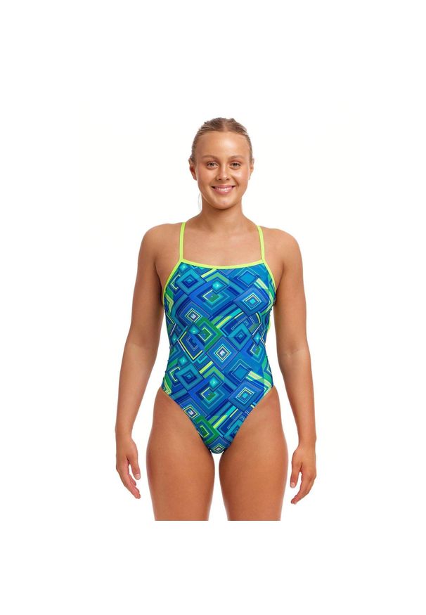 FUNKITA - Strój do pływania Funkita Help Me Rhombus - Single Strength. Kolor: wielokolorowy, niebieski, zielony