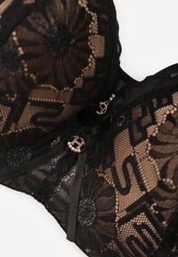 Born2be - Czarno-Beżowy Biustonosz z Koronką i Transparentną Wstawką Heliphine. Kolor: czarny. Materiał: koronka. Wzór: koronka #6