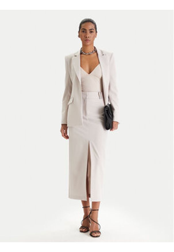 Patrizia Pepe Spódnica midi 8G0515/A498-S748 Szary Regular Fit. Kolor: szary. Materiał: syntetyk