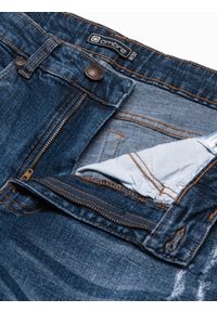 Ombre Clothing - Spodnie męskie jeansowe z dziurami SLIM FIT P1025 - niebieskie - L. Kolor: niebieski. Materiał: jeans. Styl: młodzieżowy #4